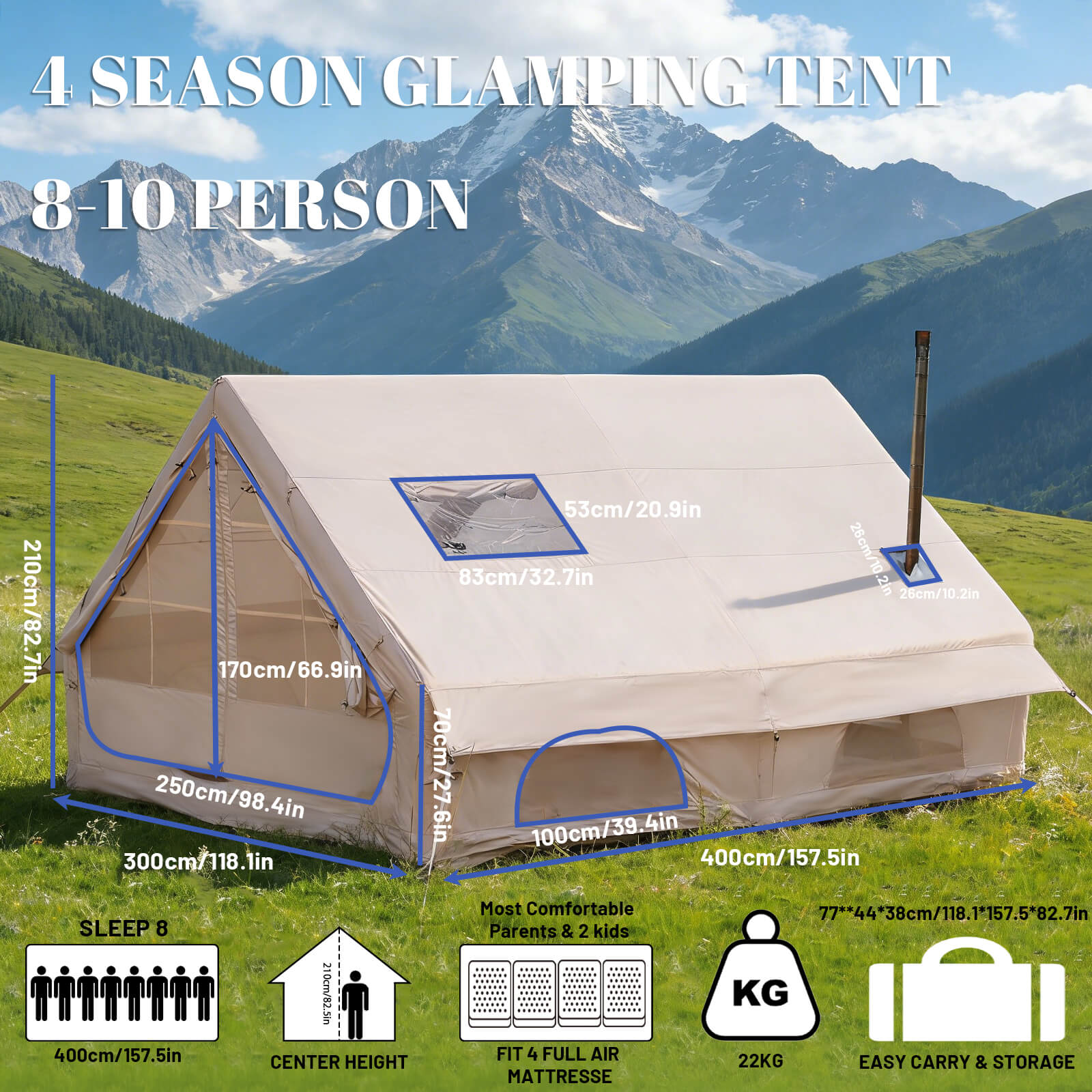 Large space inflatable camping tent inflatable camping tent large interior space for family camping comfort