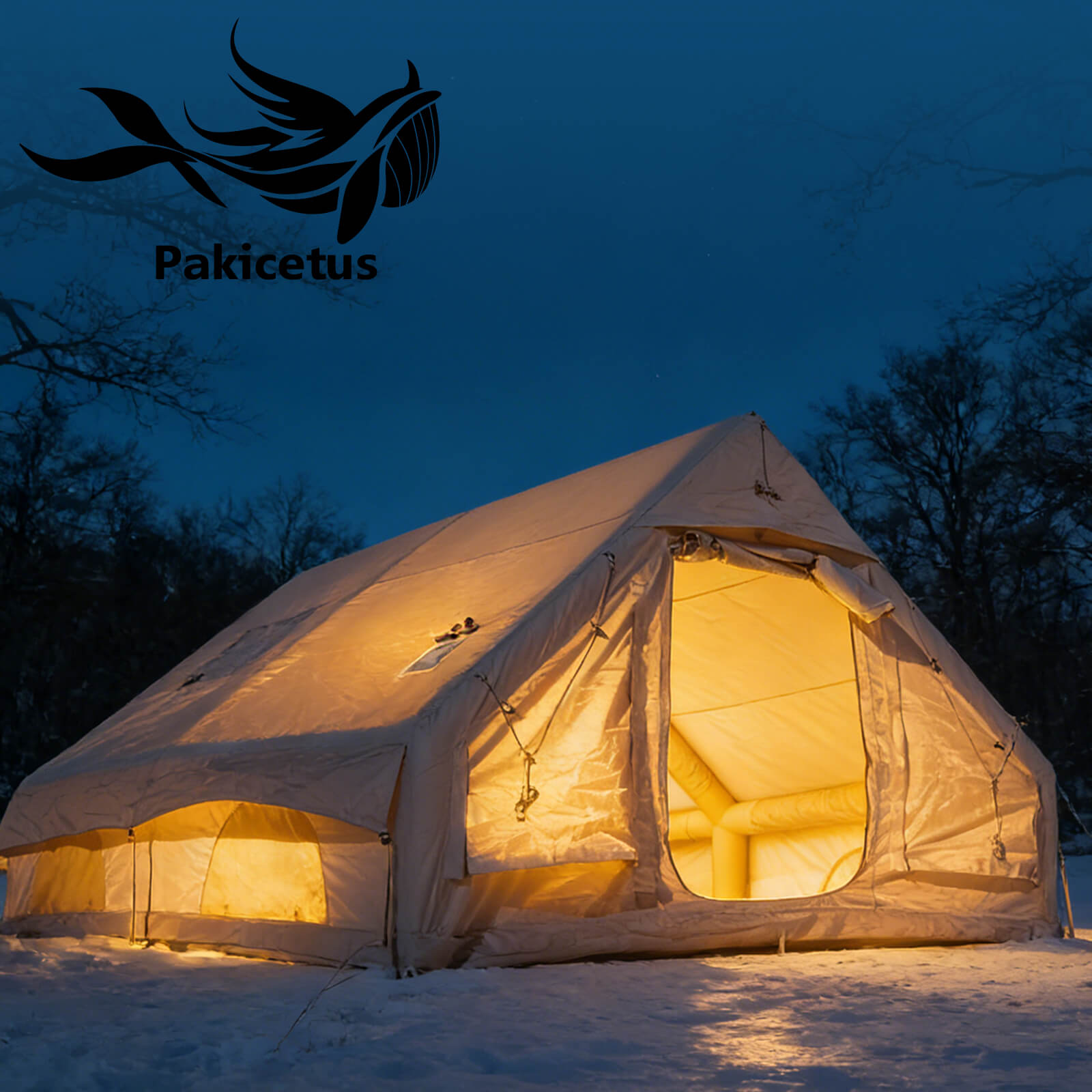 Night view camping inflatable tent inflatable camping tent night view with lighting cozy outdoor camping