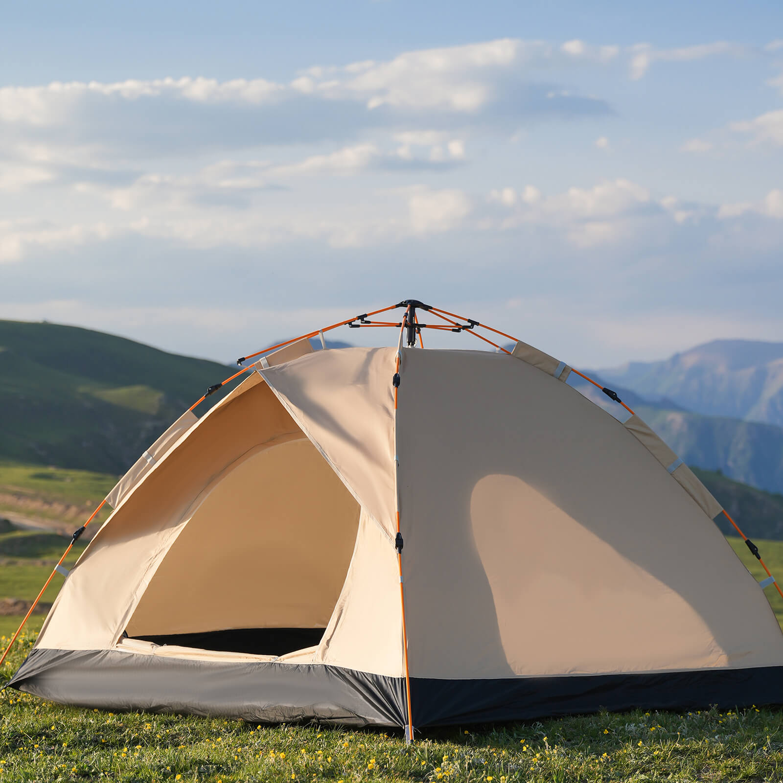 Khaki pop up camping tent khaki pop up camping tent outdoor camping setup waterproof shelter