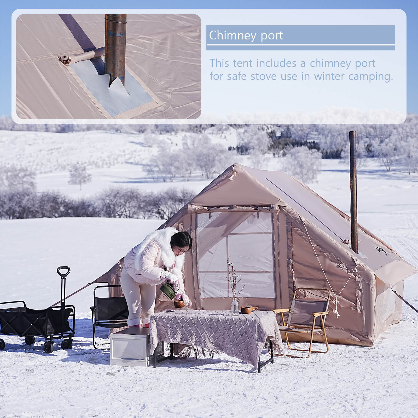 Chimney ventilation tent system inflatable camping tent chimney ventilation system stove compatible