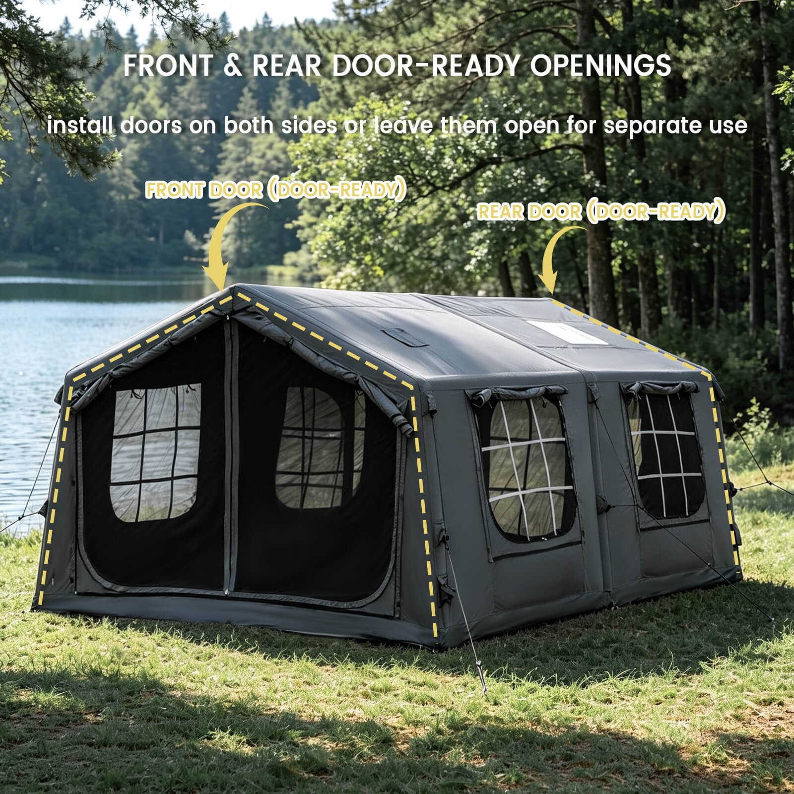 Large capacity camping tent inflatable camping tent large capacity interior spacious family camping