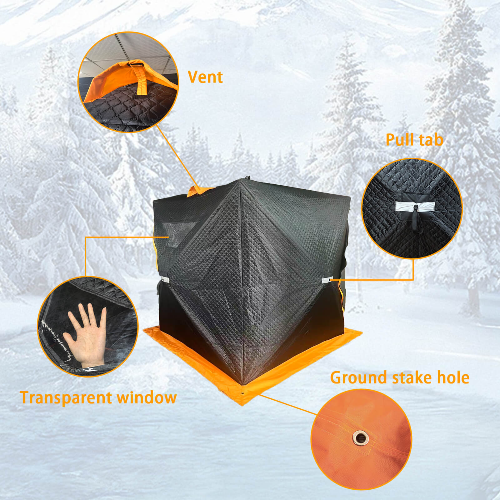 Reinforced tent structure ice fishing tent reinforced frame windproof structure detail
