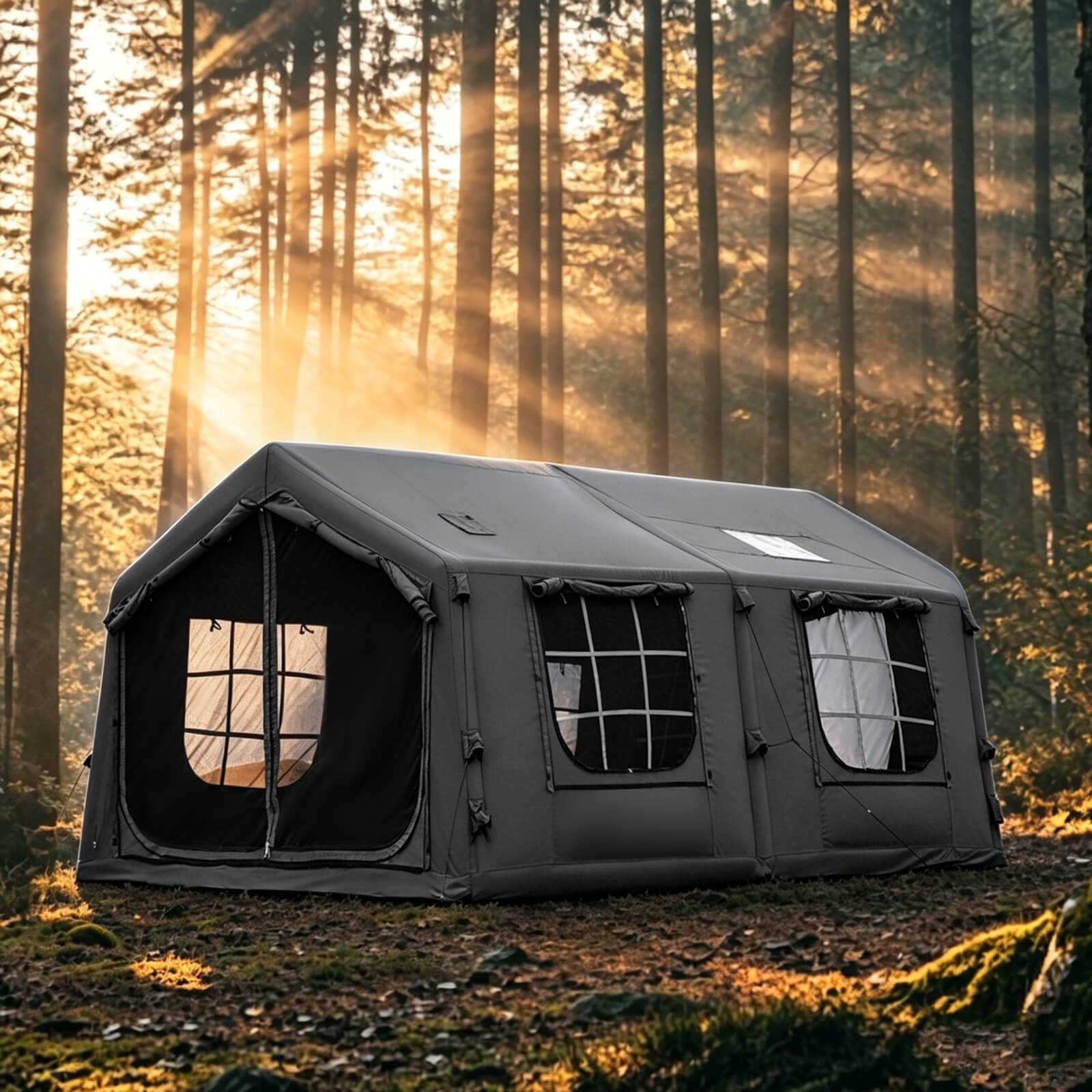 Outdoor environment camping tent inflatable camping tent mountain lake outdoor environment camping