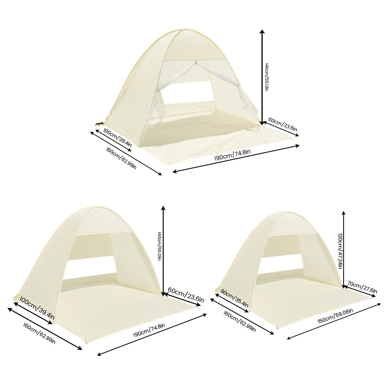 Khaki beach tent dimensions khaki beach tent dimensions size specification portable outdoor shade tent