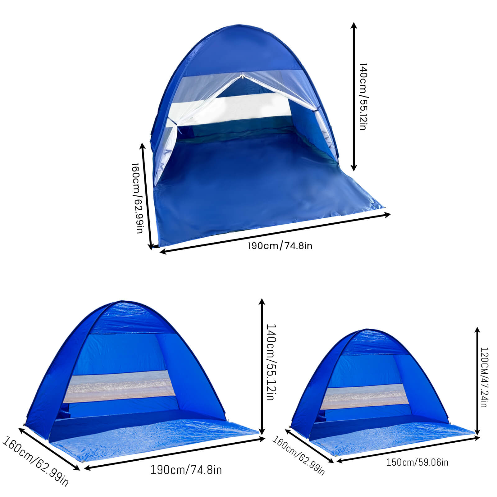 Blue beach tent dimensions blue beach tent dimensions size chart outdoor sunshade shelter folded size