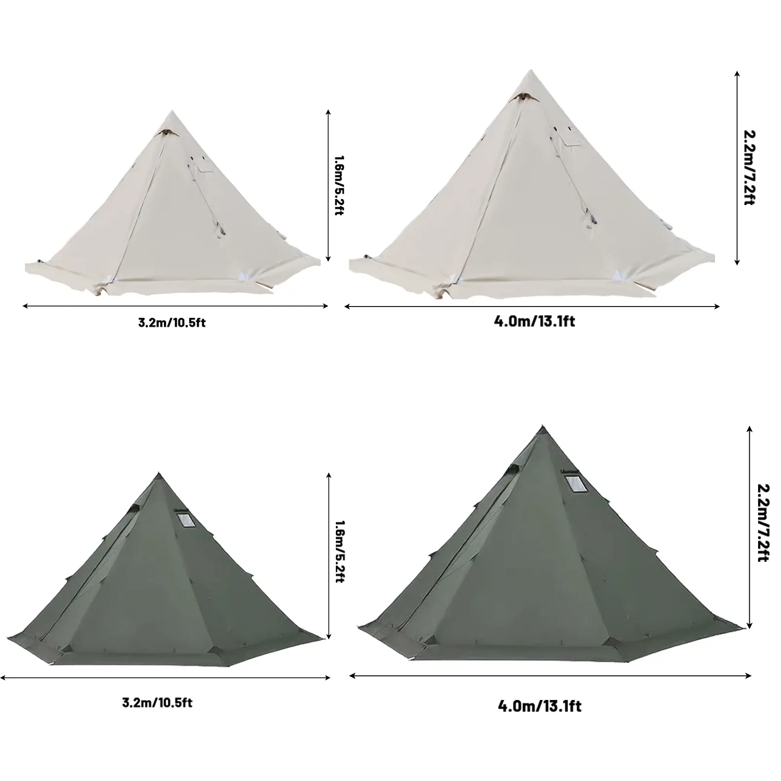Hot tent dimensions hot tent dimensions size chart length width height camping shelter specifications