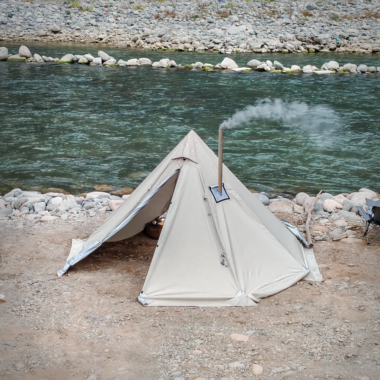 Hot Tent with Stove Jack – Waterproof Camping Tent Compatible with Wood Burning Stove