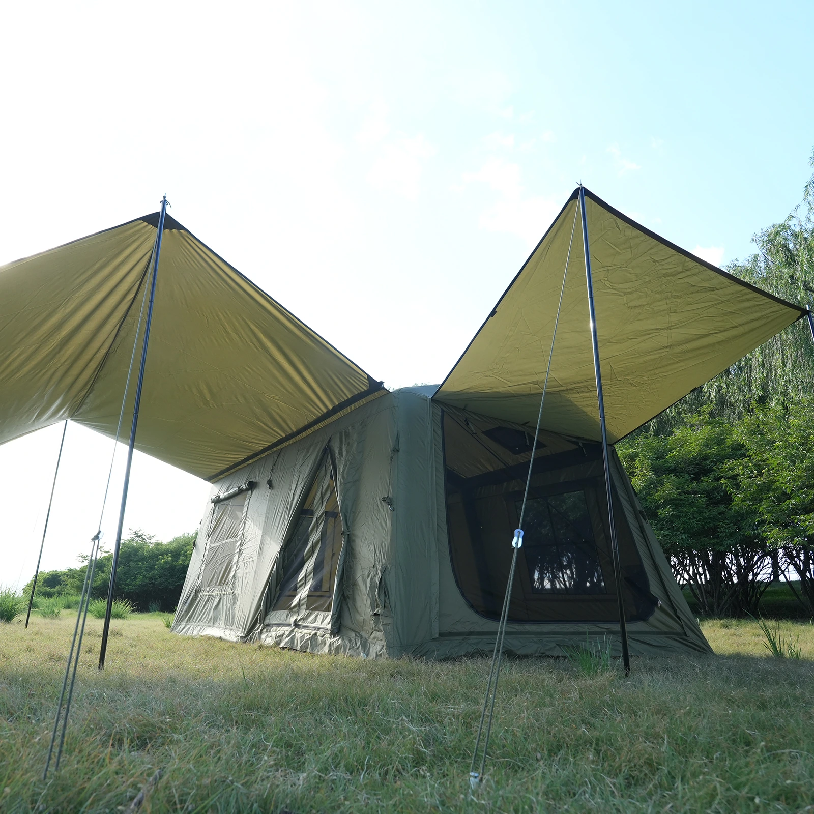 Luxury 10.9㎡ Inflatable Glamping Tent – Premium Air Tent with Dual Side Awnings & Private Living Space
